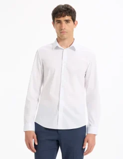 Slim fit stretch katoenen hemd - wit