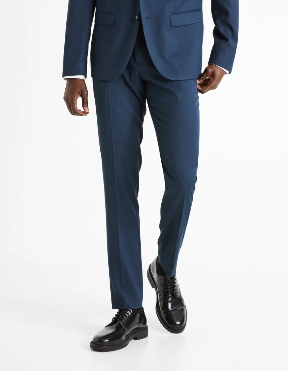 Slim fit stretch kostuumbroek - marine
