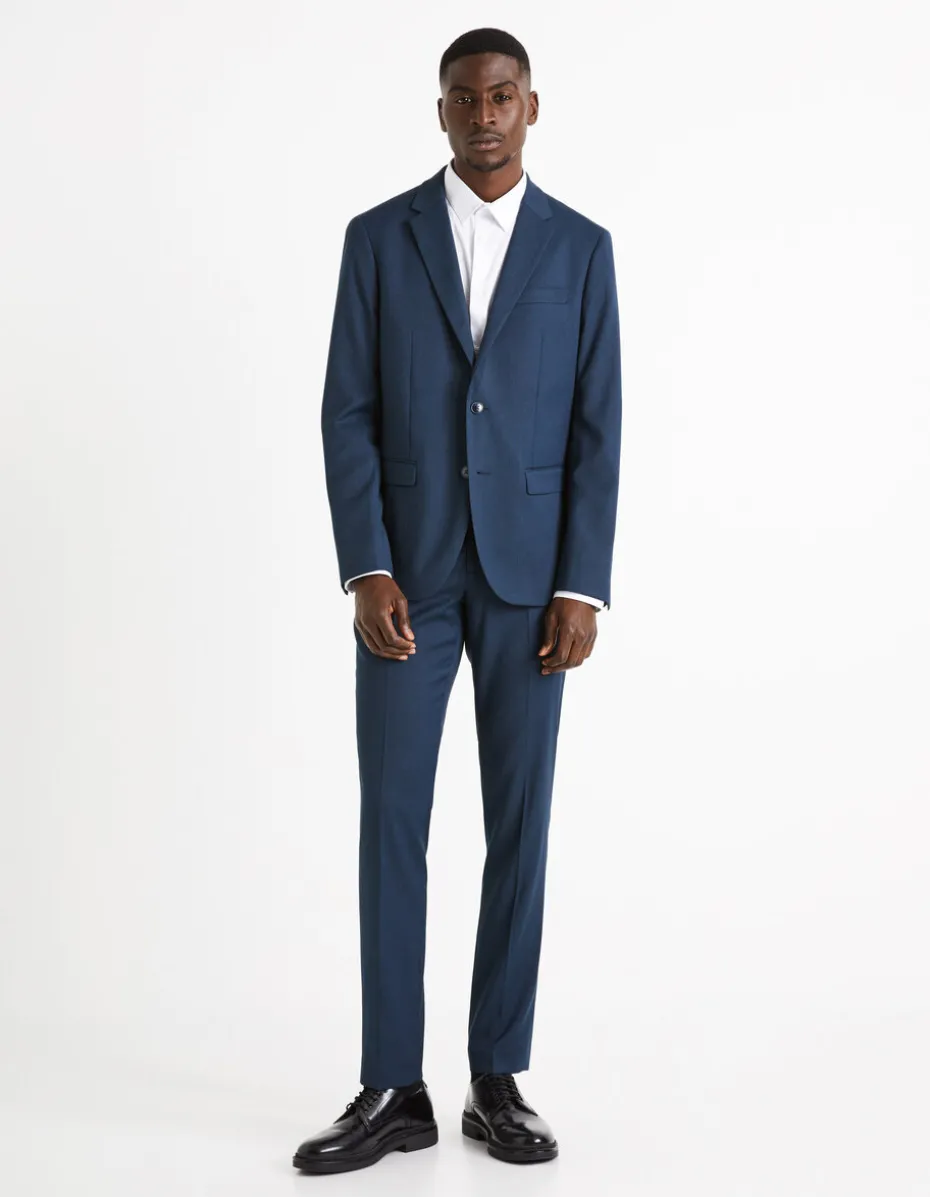 Slim fit stretch kostuumbroek - marine