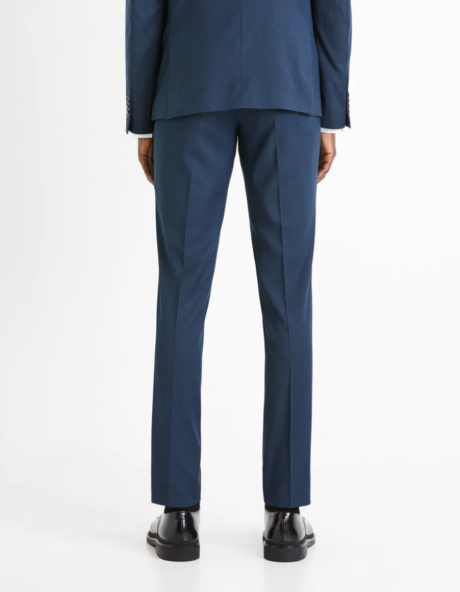 Slim fit stretch kostuumbroek - marine