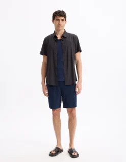 Slim fit stretch shirt - zwart