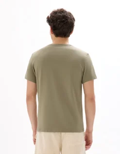 Slim fit T-shirt met ronde hals in stretchkatoen - laurier