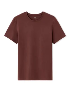 Slim fit T-shirt met ronde hals van stretchkatoen - bordeauxrood