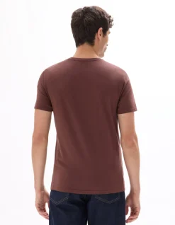 Slim fit T-shirt met ronde hals van stretchkatoen - bordeauxrood