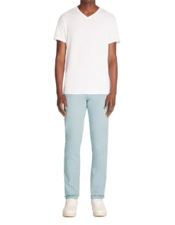 Slim fit T-shirt met V-hals van stretchkatoen - wit