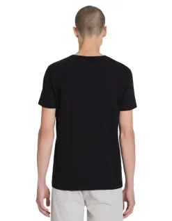 Slim fit T-shirt met V-hals in stretchkatoen - zwart