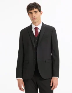 Slim stretch kostuumvest - zwart