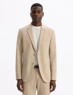Slim stretch kostuumvest - beige