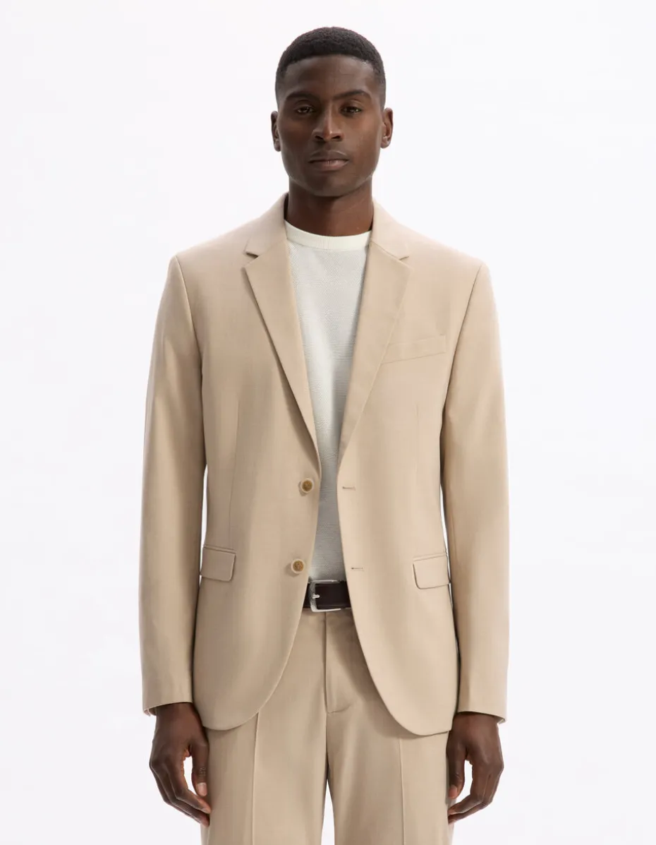 Slim stretch kostuumvest - beige