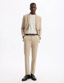 Slim stretch kostuumvest - beige