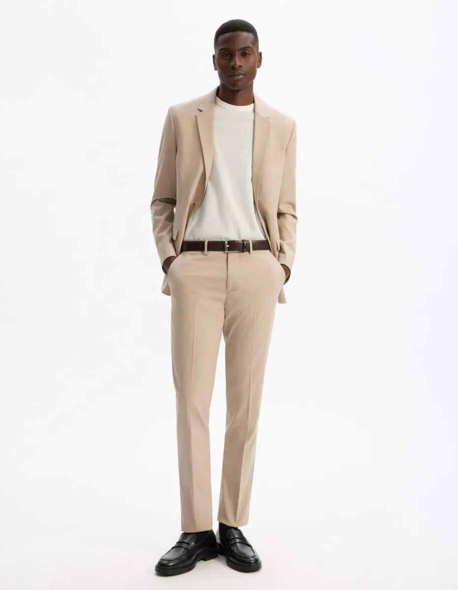Slim stretch kostuumvest - beige
