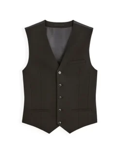 Slim stretch kostuumvest - zwart