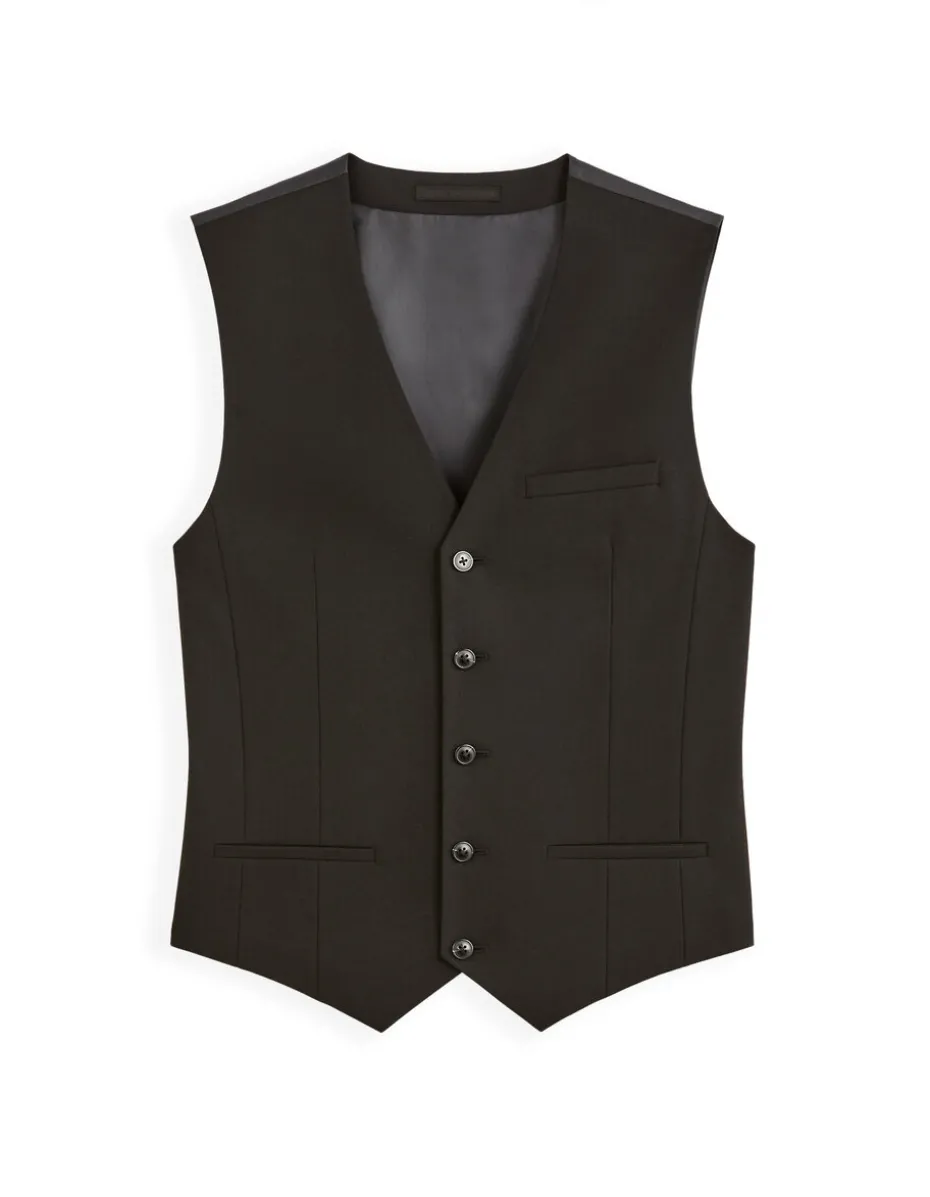 Slim stretch kostuumvest - zwart