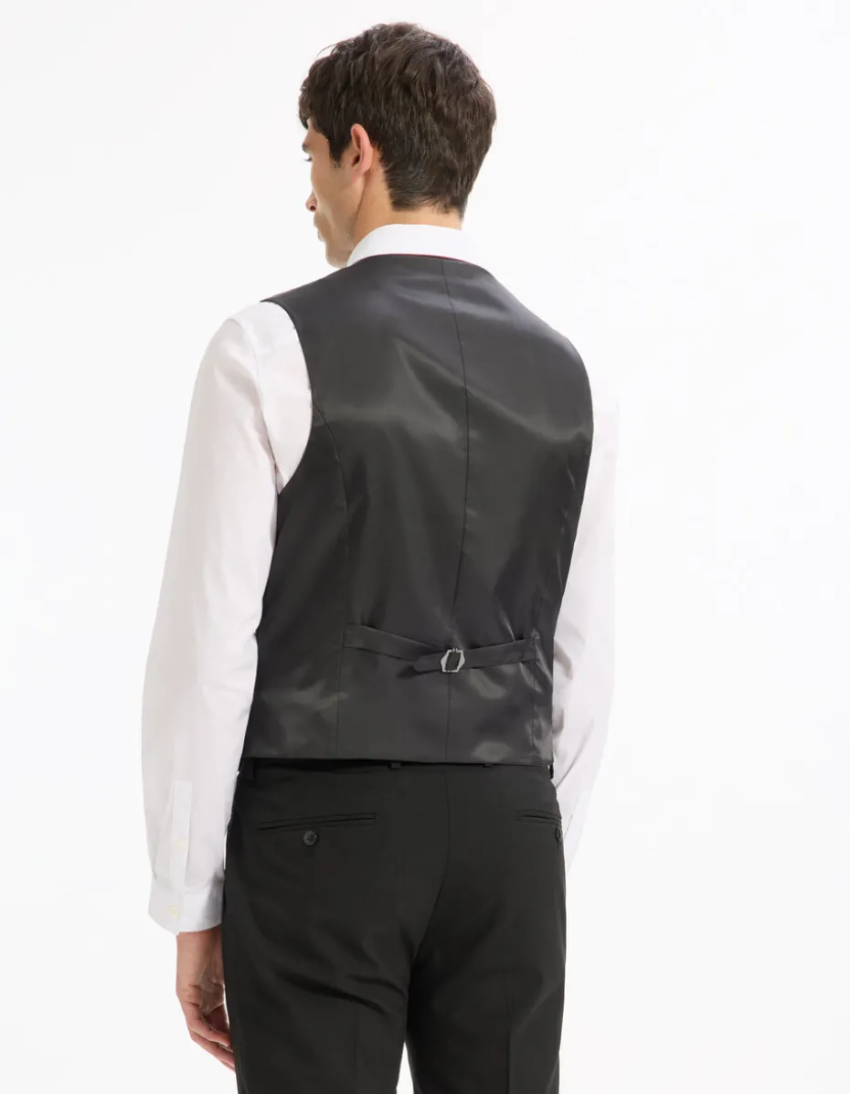 Slim stretch kostuumvest - zwart