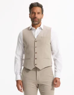 Slim stretch pakvest - beige