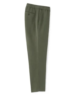 Slim-fit broek van lyocell en linnenmix - kaki