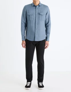 Slim-fit chino broek van stretchkatoen - zwart
