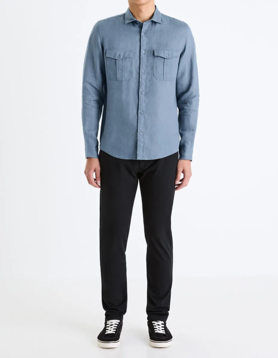 Slim-fit chino broek van stretchkatoen - zwart