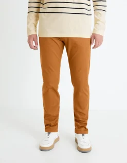 Slim-fit chino broek van stretchkatoen - karamel