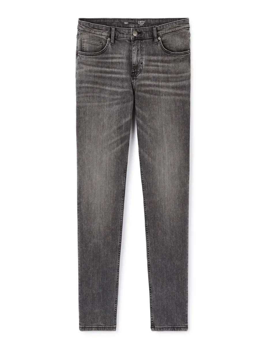 Slim-fit jeans van stretchkatoen C25 - grijs