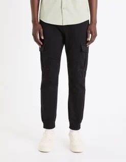 Slim-fit stretch katoenen cargobroek - zwart