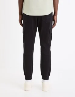 Slim-fit stretch katoenen cargobroek - zwart