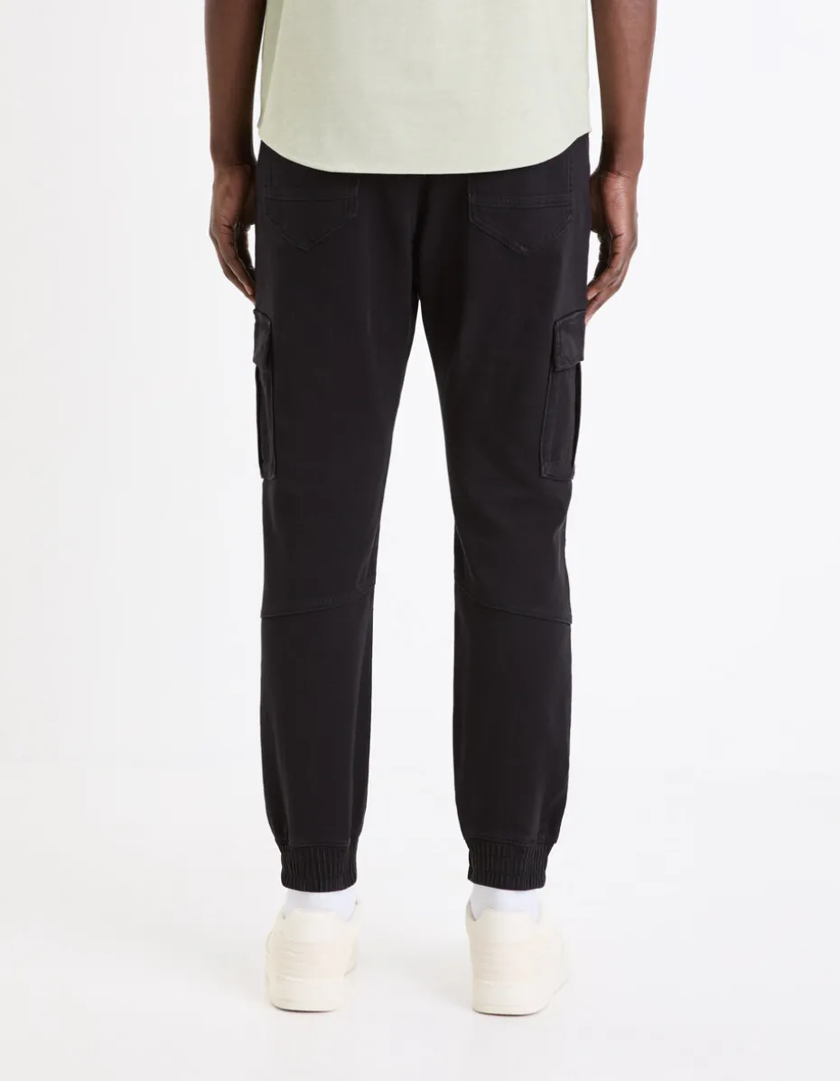 Slim-fit stretch katoenen cargobroek - zwart