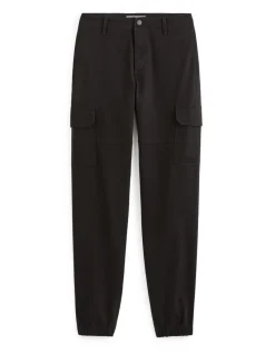 Slim-fit stretch katoenen cargobroek - zwart