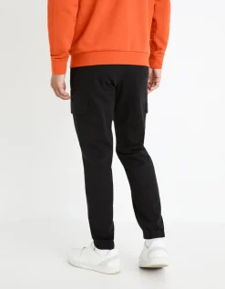 Slim-fit stretch katoenen cargobroek - zwart