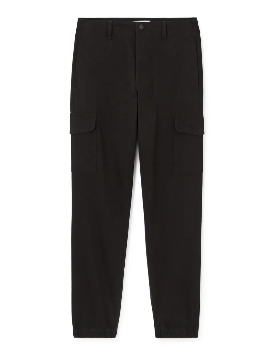 Slim-fit stretch katoenen cargobroek - zwart