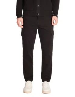 Slim-fit stretch katoenen cargobroek - zwart