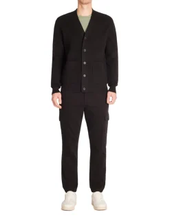 Slim-fit stretch katoenen cargobroek - zwart