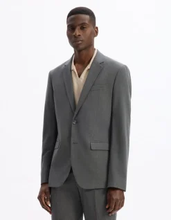 Slim-fit stretch kostuumvest - grijs