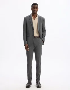 Slim-fit stretch kostuumvest - grijs