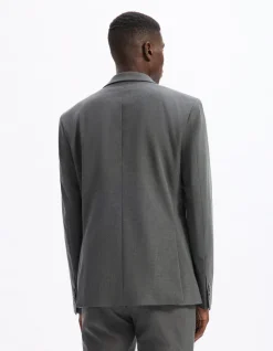 Slim-fit stretch kostuumvest - grijs