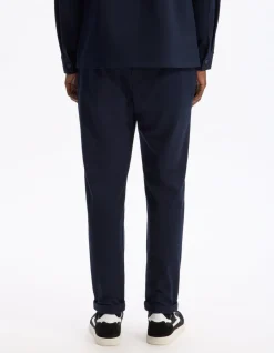 Slim-fit stretchkatoenen broek - marineblauw