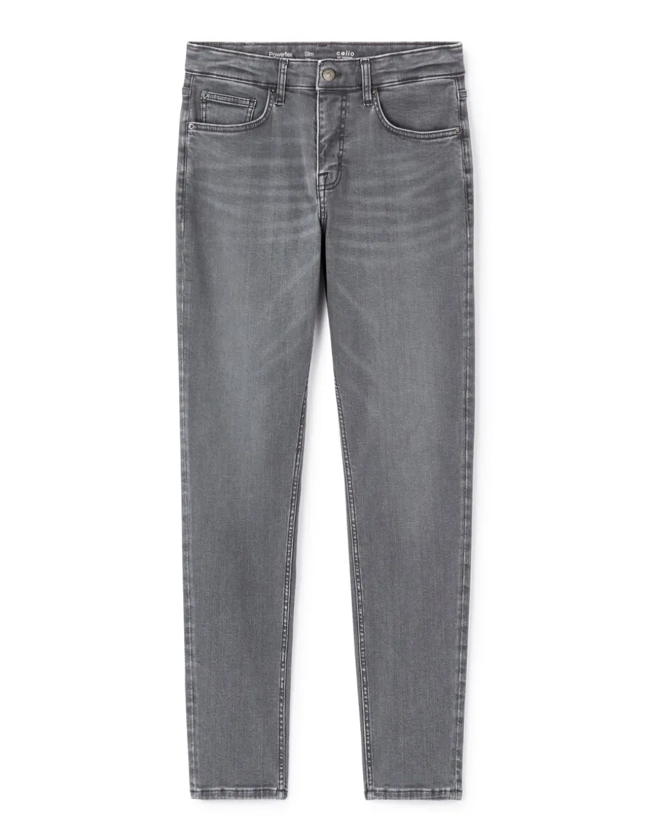 Slim-fit stretchkatoenen jeans C25 - grijs