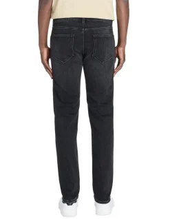 Slim-fit stretchkatoenen jeans C25 in 3 lengtes - zwart