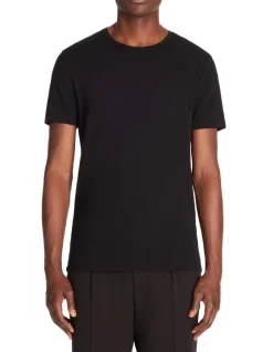 Slim-fit T-shirt met ronde hals van stretchkatoen - zwart