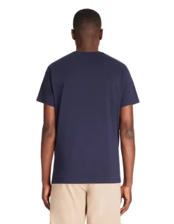 Slim-fit T-shirt met ronde hals van stretchkatoen - marineblauw