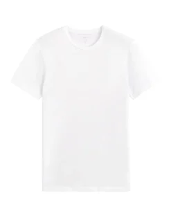 Slim-fit T-shirt met ronde hals van stretchkatoen - wit