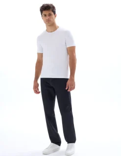 Slim-fit T-shirt met ronde hals van stretchkatoen - wit