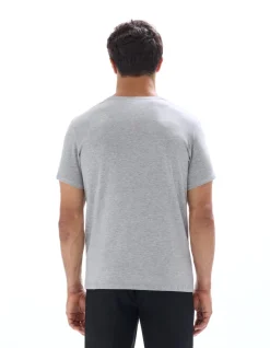 Slim-fit T-shirt met V-hals in stretchkatoen - gemêleerd grijs