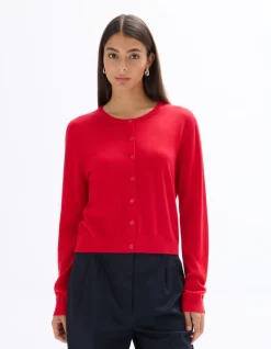 Slipover van 100% merinowol met ronde hals - Rood