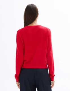 Slipover van 100% merinowol met ronde hals - Rood