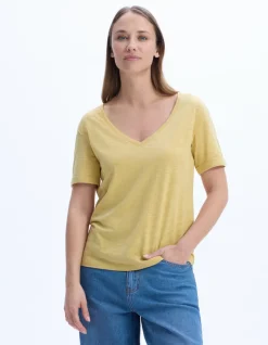 Slub katoenen t-shirt - geel