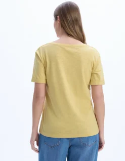 Slub katoenen t-shirt - geel