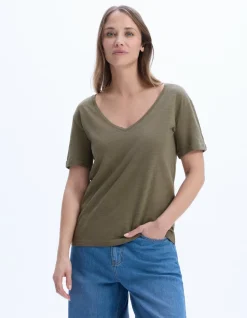 Slub katoenen t-shirt - kaki