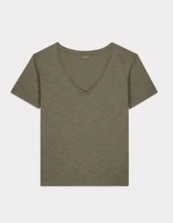 Slub katoenen t-shirt - kaki