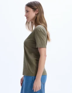 Slub katoenen t-shirt - kaki